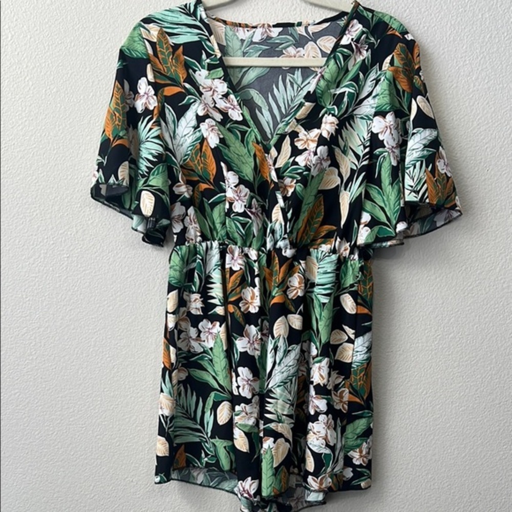 Floral Tropical Print Romper